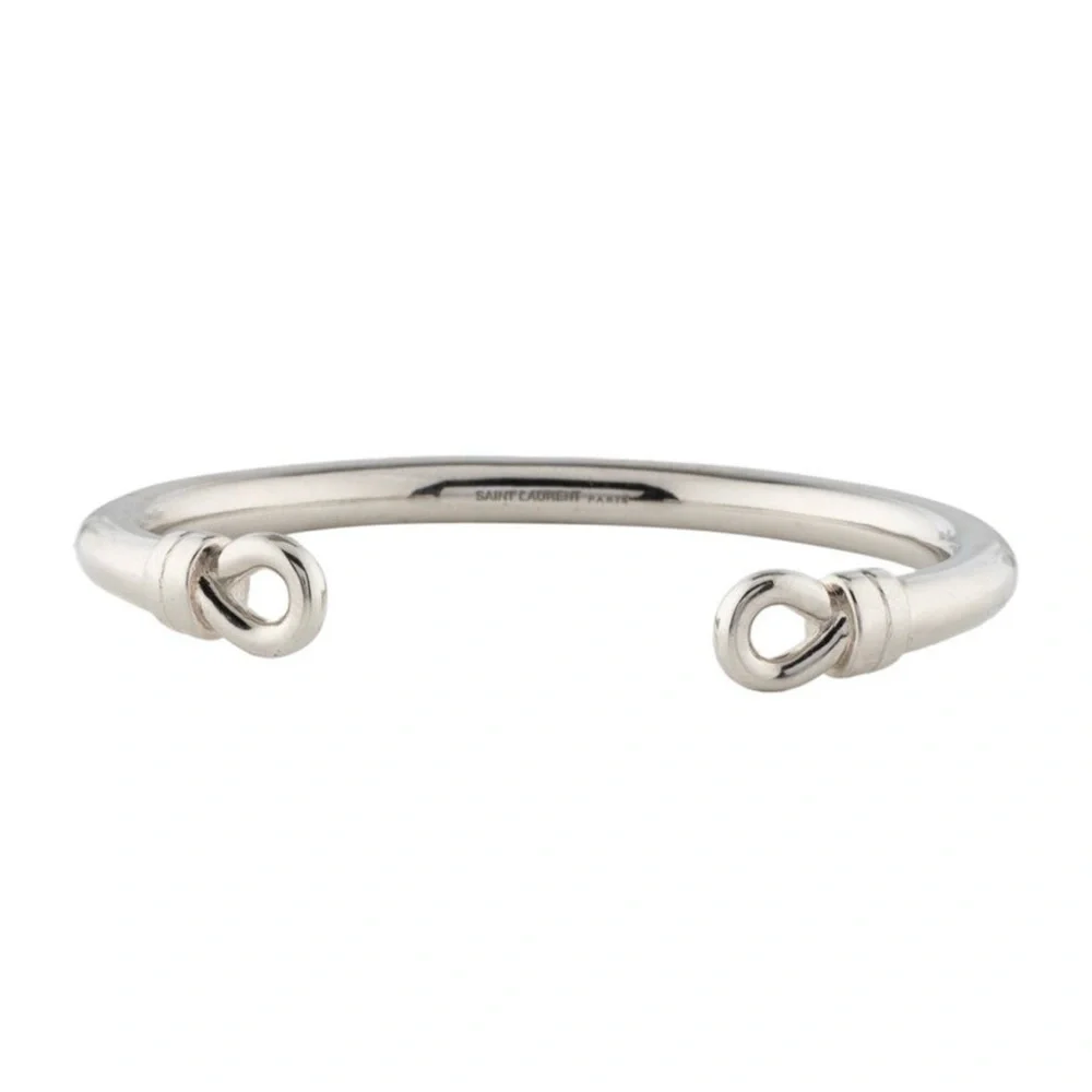 Saint Laurent Sailor Knot Cuff Silver Bracelet in Excellent Used Condition